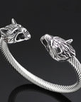 Men Stainless Steel Viking Wolf Geri and Freki Bea