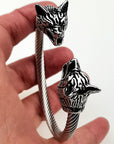 Men Stainless Steel Viking Wolf Geri and Freki Bea