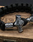 Handmade Stainless Steel Viking Thors Hammer Survival Bracelets