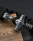Handmade Stainless Steel Viking Thors Hammer Survival Bracelets