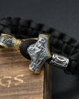 Handmade Stainless Steel Viking Thors Hammer Survival Bracelets