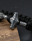 Handmade Stainless Steel Viking Thors Hammer Survival Bracelets