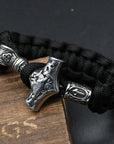 Handmade Stainless Steel Viking Thors Hammer Survival Bracelets