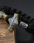 Handmade Stainless Steel Viking Thors Hammer Survival Bracelets