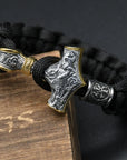 Handmade Stainless Steel Viking Thors Hammer Survival Bracelets