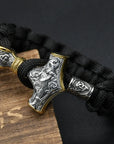 Handmade Stainless Steel Viking Thors Hammer Survival Bracelets