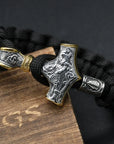 Handmade Stainless Steel Viking Thors Hammer Survival Bracelets